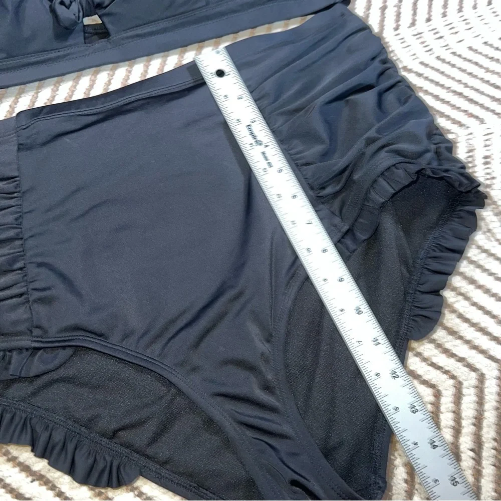 Torrid Plus Size 2X Black Halter Top Ruched Bottom Bikini Swim Set - Picture 11 of 12